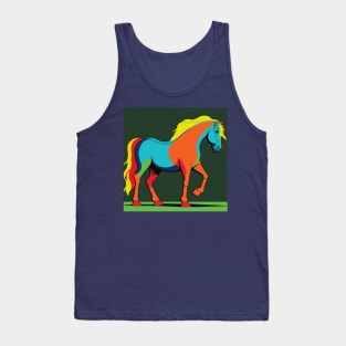 Colourful Horse in Colour block style Tank Top
